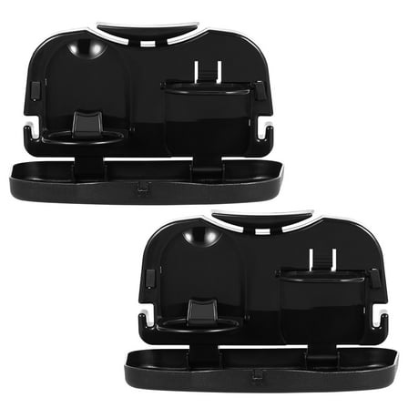 SHOWERORO Car Tray Table for Driver 2Pcs Foldable Plastic with Organization 9.82X6.29X5.89In Black