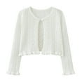 thumbnail image 2 of Posijego Toddler Girls Bolero Cardigan Sweater Little Girls Knit Long Sleeve Button Cover up Cropped Tops, 2 of 7