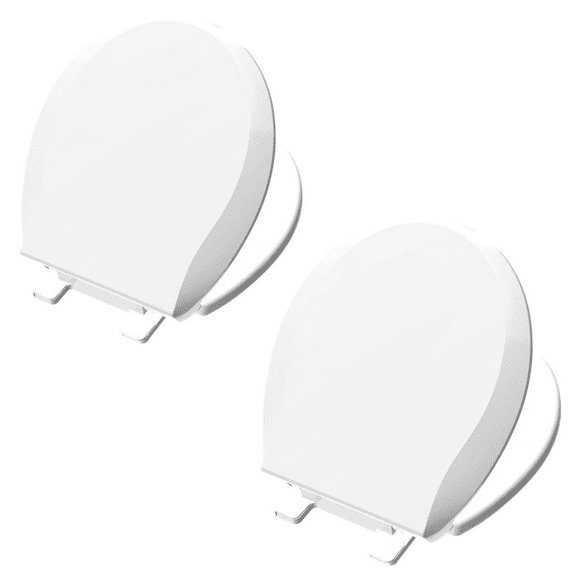 Toilet Seat Round Soft Close 2 PACK, Toilet lid Round Slow Close 16.5 inch, PP Material Safe and Easy Clean, Quick Installation & Never Loosen, Comfortable Ergonomic Design (White, 2 Pack)