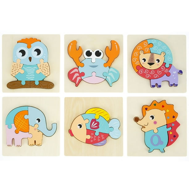 Muyoka Rompecabezas de madera 6 piezas Rompecabezas para niños 3D Vehículos de animales Rompecabezas Juguete Preescolar Educativo Rompecabezas Juguetes Montessori Aprendizaje Rompecabezas Juguetes par Muyoka Hogar