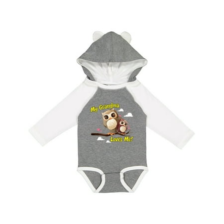 

Inktastic My Grandma Loves Me Owl Gift Baby Boy or Baby Girl Long Sleeve Bodysuit