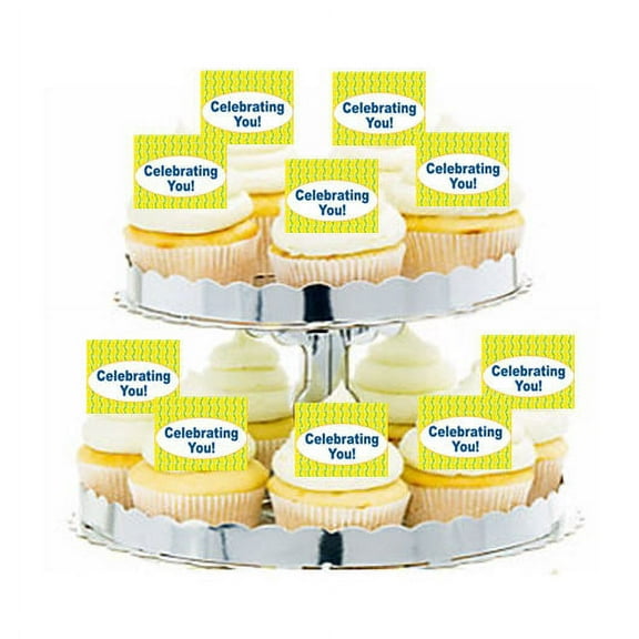 24pk Congratulations Celebrating You Edible Cupcake Decoration Toppers / Picks
