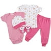 5-Piece Combed Cotton Basics Layette, Pink