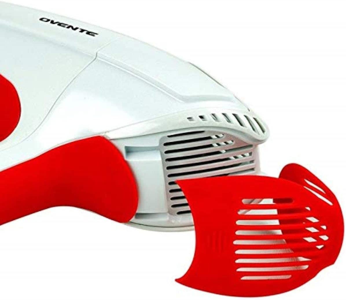 OVENTE 1875 Watt Lightweight Hair Dryer, Ionic & Tourmaline Technology, White & Red X2210W