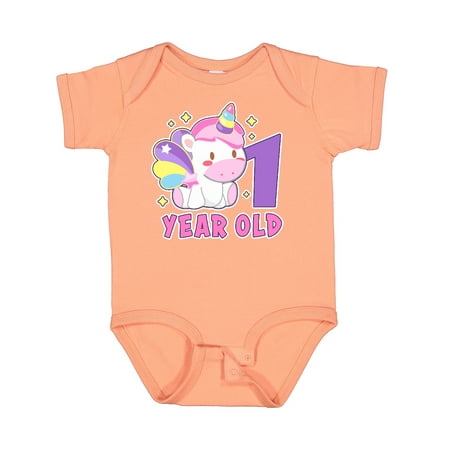 

Inktastic 1 Year Old with Cute Unicorn Birthday Gift Baby Girl Bodysuit