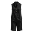 thumbnail image 3 of ZyeKqe Summer Sets for Women Button Stand Collared Sleeveless Tank Tops Beach Shorts Sets Vacation Travel Outfits, 3 of 9