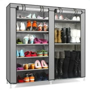 Holiday Clearance Portable Shoe Rack Boot Shelf Shelves Storage Closet Organizer Cabinet w/ Cover