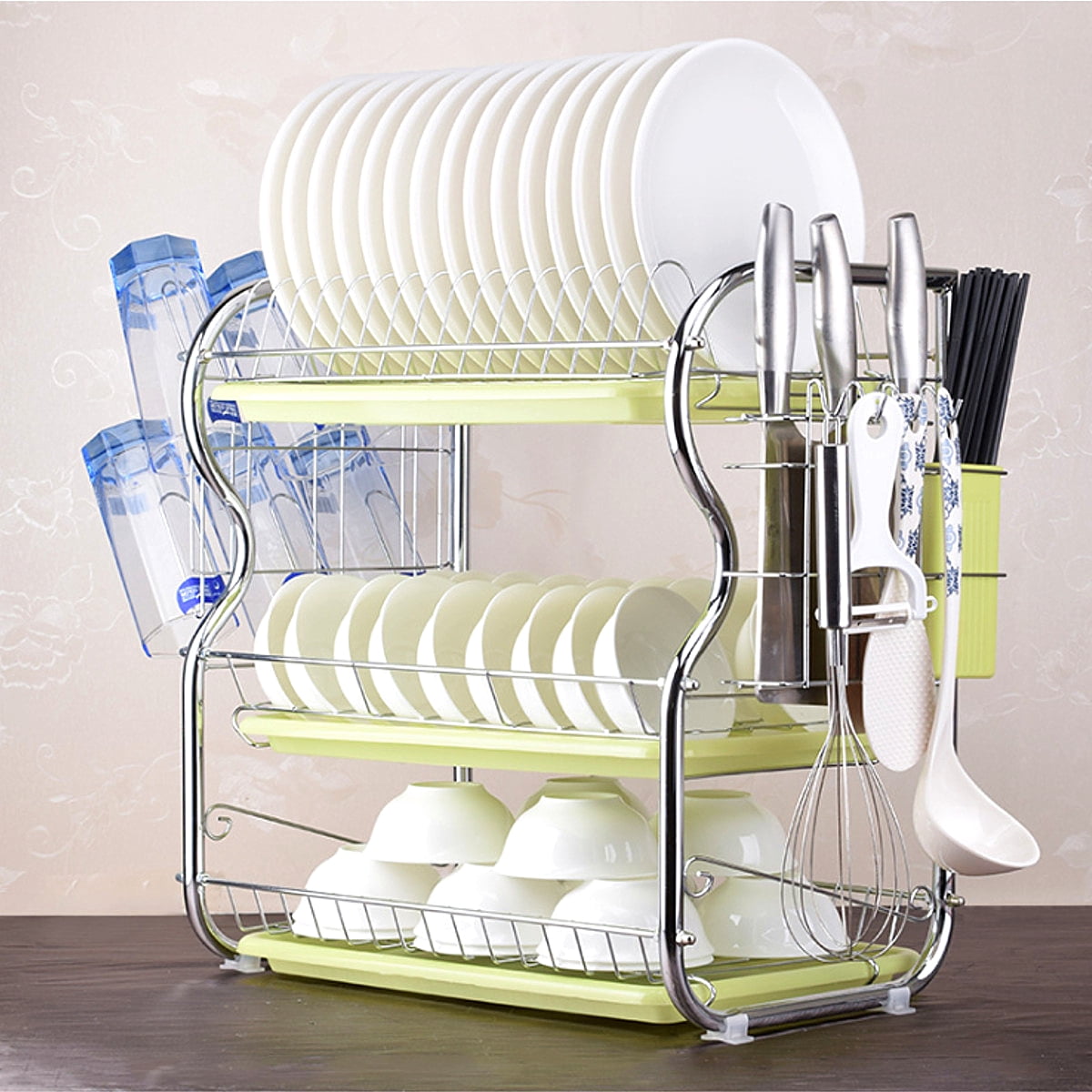 3 Tier Dish Drainer Rack, Stainless Steel Dish Drying Rack ...
