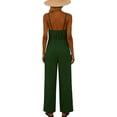 thumbnail image 3 of Xdegoge V Neck Jumpsuit for Women Sleeveless Spaghetti Strap Wide Leg Romper Smocked Waist Summer Vacation Flowy Outfit, 3 of 4