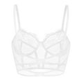 thumbnail image 4 of Wingslove Women's Sexy Lace Balconette Bra Longline See Through Unlined Underwire Multiway Bralette with Silicone Nipple, White 36D, 4 of 5