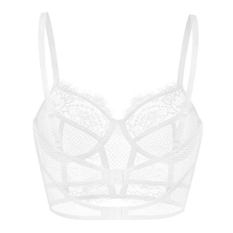 Wingslove Women's Sexy Sheer Bra Unlined Underwire Support See Through  Everyday Bra with Silicone Nipple, White 32B