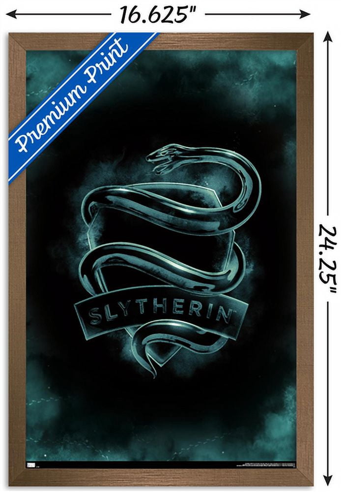 Harry Potter - Slytherin Crest Magic Wall Poster, 14.725" x 22.375", Framed