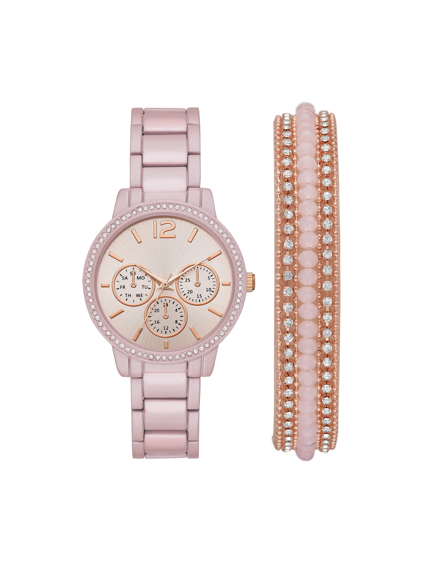 Ladies' Time and Tru Pink Watch and Bracelet Set