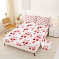 thumbnail image 2 of Erosebridal Girls Cute Cherry Bow Queen Sheet Sets 4 Pieces,Kids Teens Kawaii Red Flowers Bed Set,Microfiber Bedroom Decor, 2 of 5