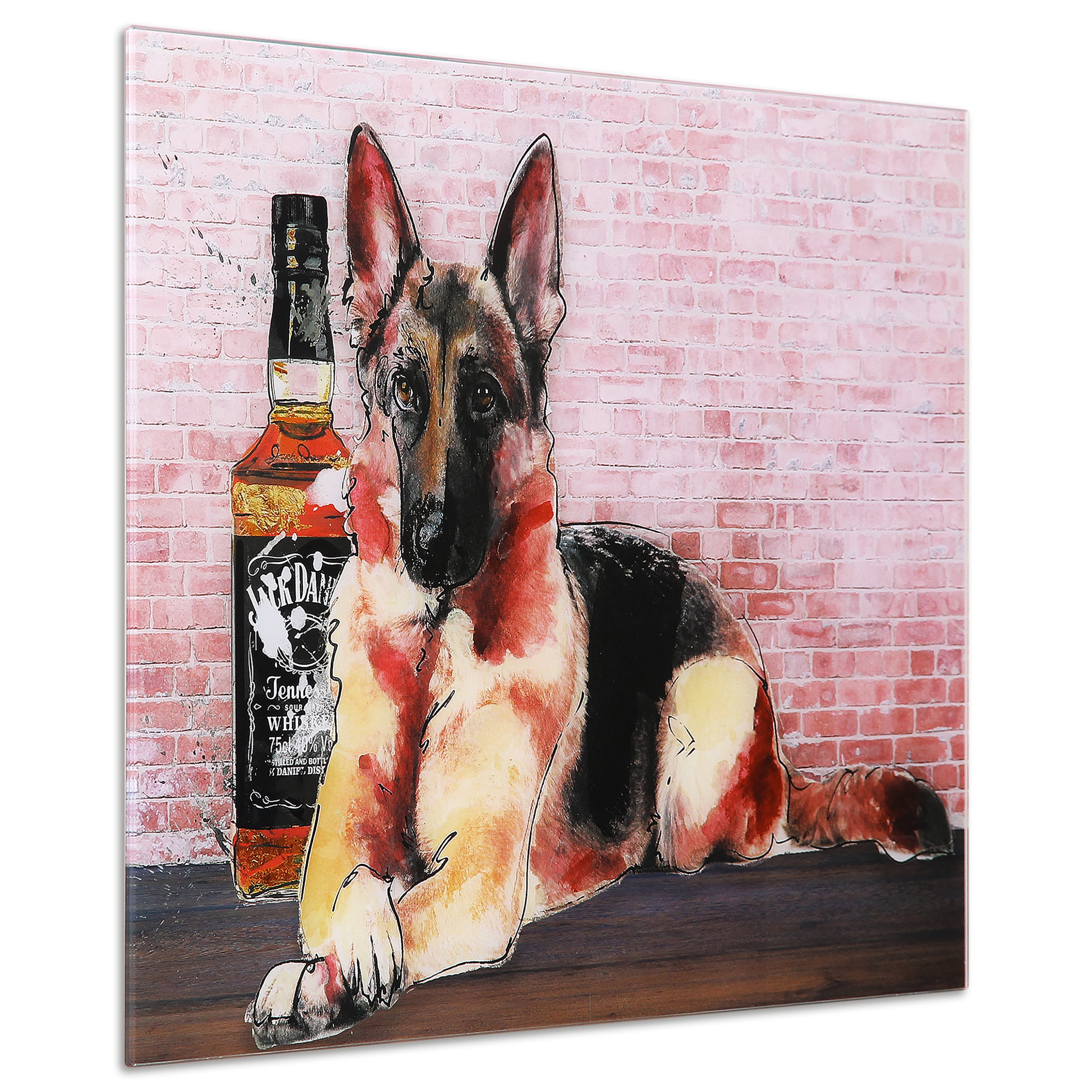 Empire Art Direct German Jack Frameless Free Floating Tempered Glass Panel Graphic Dog Wall Art, 24" x 16", Ready to Hang