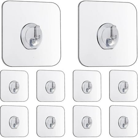 

Magic Hooks Transparent Self-adhesive Removable Without Nails Heavy Duty Sticky Hooks For Kitchen Bathroom Door Wall 10 Pack Black Gyg8-01