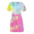 thumbnail image 5 of Drindf Women's Midi Tie Dye Dress Casual Short Sleeve O Neck Swing Dresses for Beach, 5 of 6