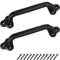 2 PCS Antique Barn Door Handles, Black Metal Pull Handle for Sliding and Cabinet Doors, with Screws, Matte Finish, 8.9 x 2.8 x 2.1 in