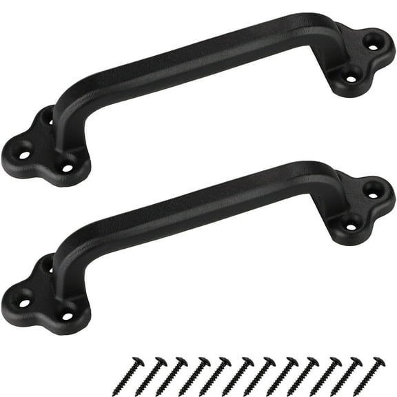 2 PCS Antique Barn Door Handles, Black Metal Pull Handle for Sliding and Cabinet Doors, with Screws, Matte Finish, 8.9 x 2.8 x 2.1 in