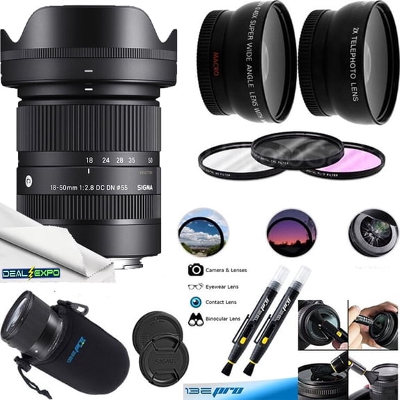 Sigma 18-50mm f/2.8 DC DN Contemporary Lens for Sony E Deal-Expo Essential Bundle