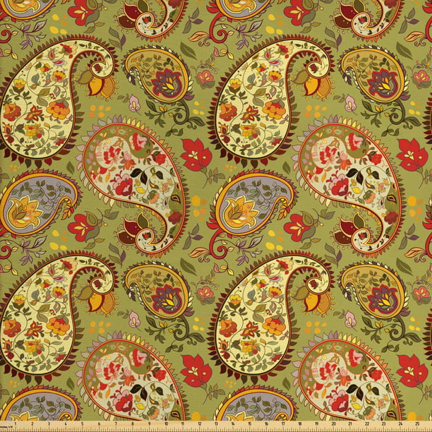 Paisley Fabric by The Yard, Colorful Eastern Oriental Persian Inspired ...