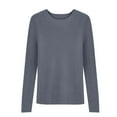 thumbnail image 6 of Women's Ribbed Knit Pullover Sweater, Slim Fit Soft Round Neck Top for Fall Winter, Comfortable Stretchy Casual Daily Wear, Versatile Layering Piece for Various Occasions Grey M, 6 of 8