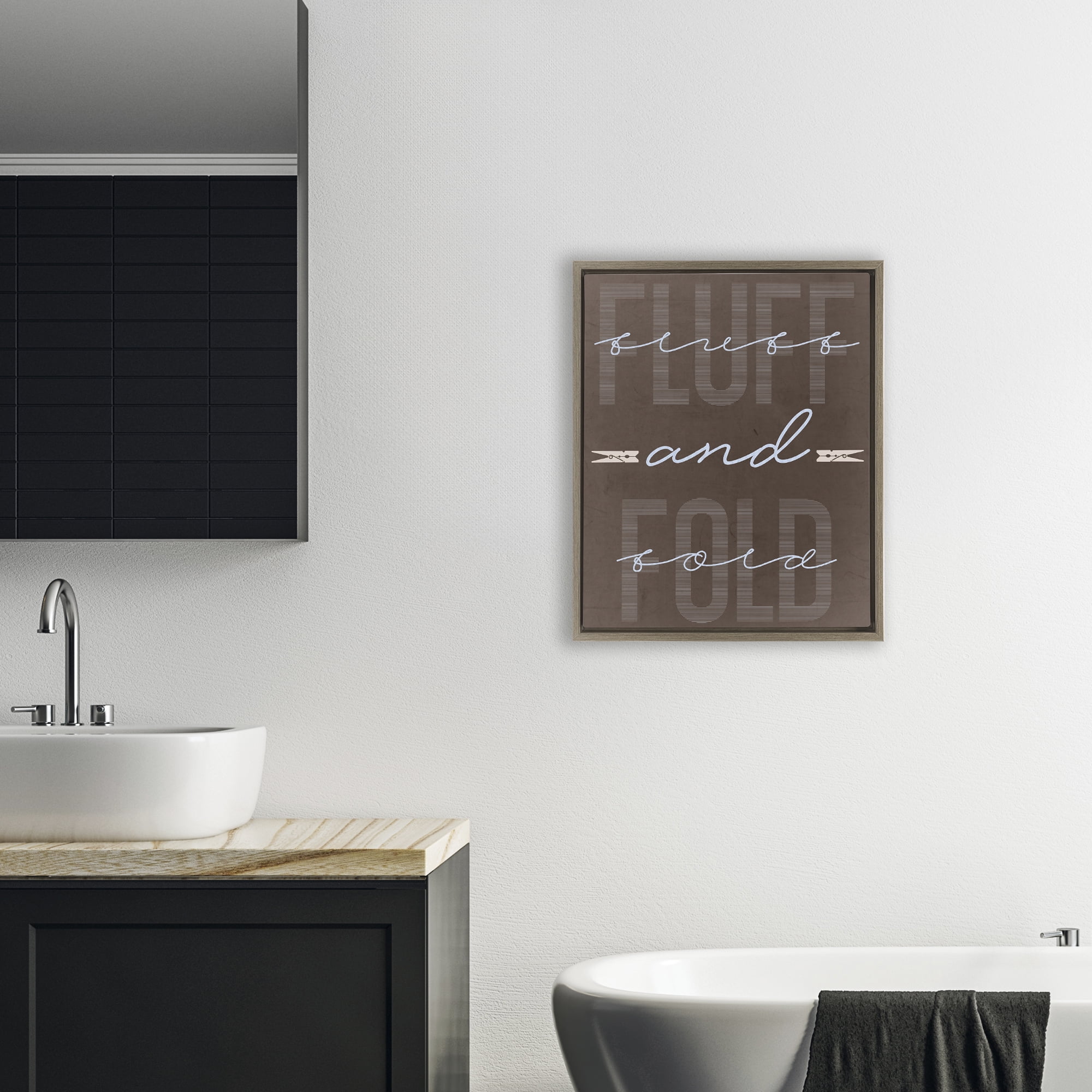 Fluff And Fold Brown Minimal Brown Framed Floater Canvas Wall Art, design by Marcus Prime
