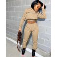 thumbnail image 4 of 2PCS Women Outfits Long Sleeve Crop Top Pants Set Autumn Tracksuits, 4 of 5