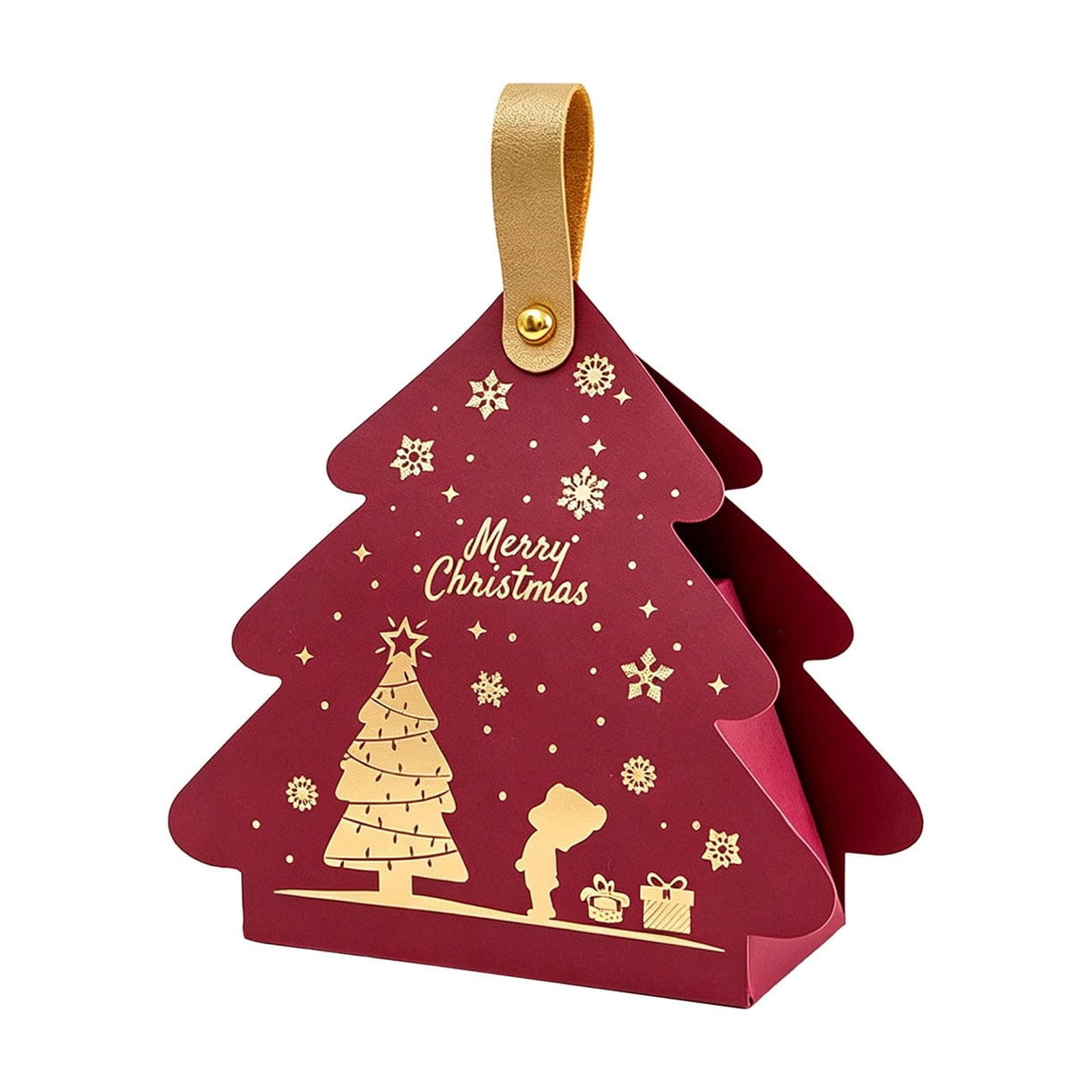 huayou Christmas Tree Shaped Gift Boxes Paper Candy Favor Boxes with Christmas Theme Print Holiday Treat Box for Cookie and Chocolate