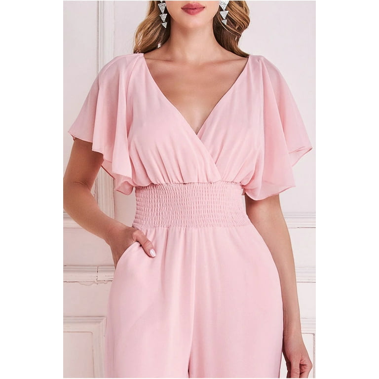 Blush jumpsuit with sleeves sales