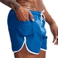 thumbnail image 2 of Men's Swim Trunks 3 Inch Inseam Dolphin Hem Quick Dry Beach Shorts Vintage Athletic Board Short Pants Training Wear with Patch Pocket for Summer Pool, 2 of 6