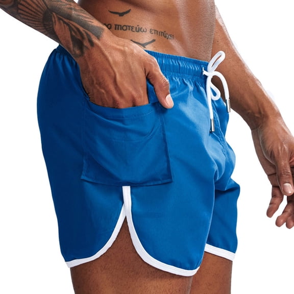 PNTUTB Summer Men's Sports Shorts Stylish Solid-Color Beach Shorts Drawstring Elastic Waistband Breathable Comfortable Casual Swim Shorts with Pockets