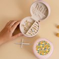 thumbnail image 5 of Naloa Vintage White Yellow Sunflower Round Jewelry Box, Travel Jewelry Organizer, 3.9 x 3.9 x 2in Jewelry Storage Box for Women-Pink, 5 of 7