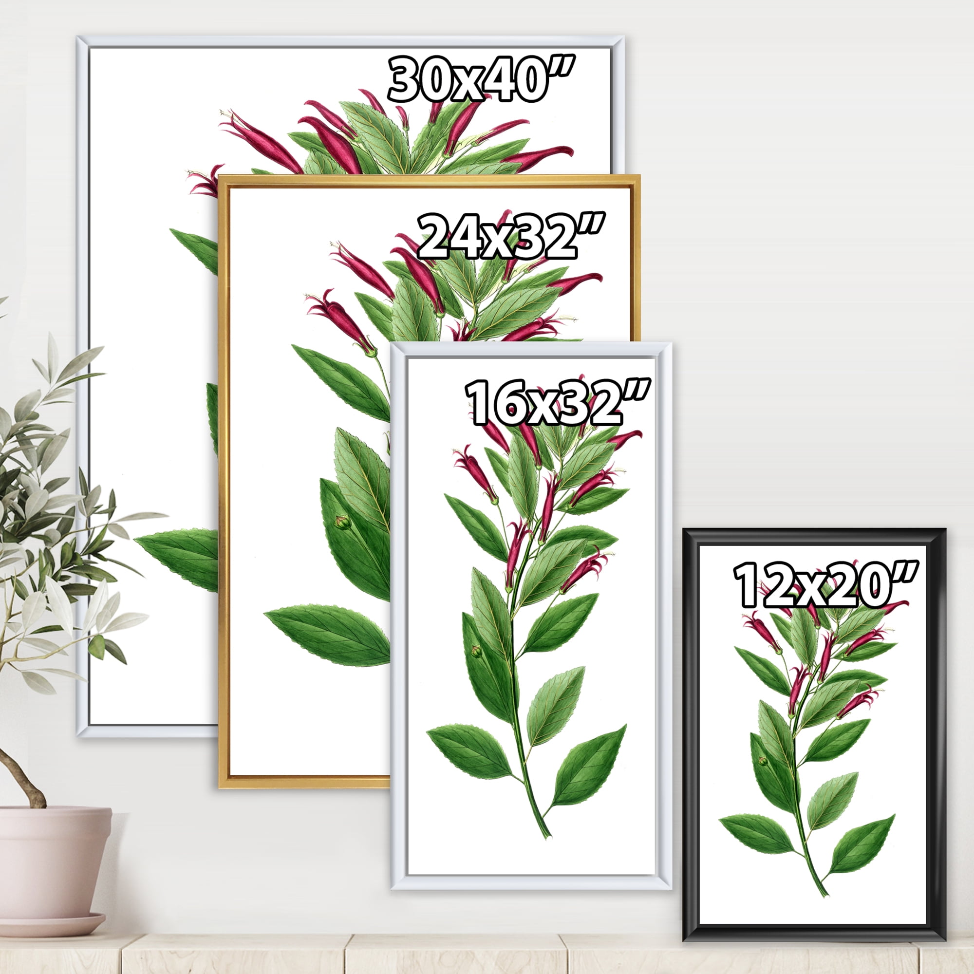 Designart 'Ancient American Flora V' Traditional Framed Canvas Wall Art Print