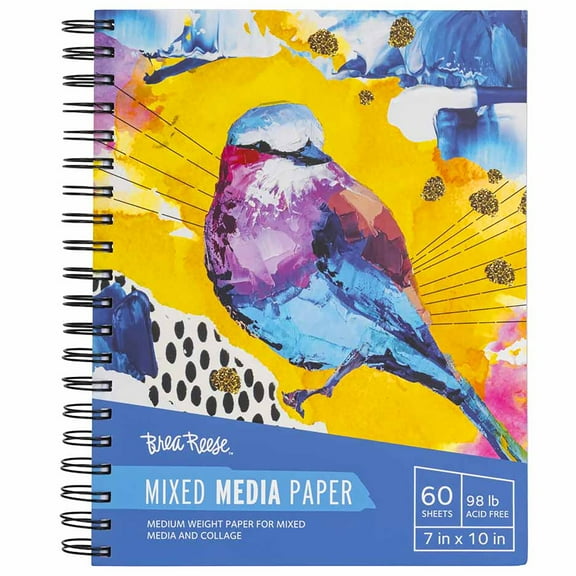 Brea Reese: Mixed Media Paper Pad 60 Sheets - 7x10" - 98 lb, Acid-Free, Layering & Collaging, Compact & Spiral-Bound, Easy Use, Adult Art Supplies