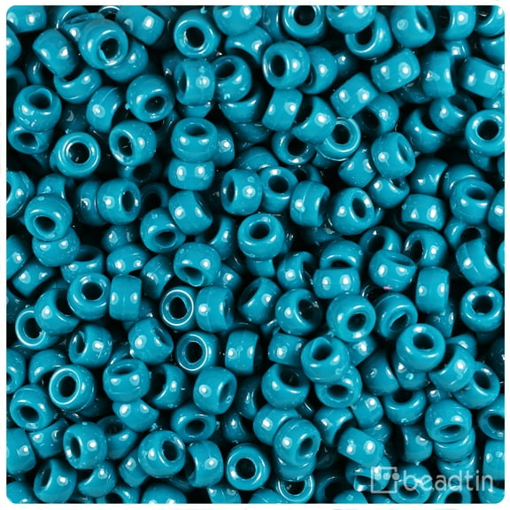 BeadTin Dark Teal Opaque 6.5mm Mini Barrel Pony Beads (1000pcs)