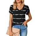 thumbnail image 2 of Patlollav Womens Petal Sleeve Tops V-Neck Short Sleeve T-Shirts Cute Print Summer Blouses, 2 of 6