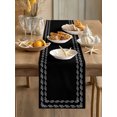 thumbnail image 3 of Black Textured Table Runner 72 Inches Long, Farmhouse Country Woven Striped Cotton Linen Table Runners Dresser Scarves, Decorative Fabric Tabletop Scarf Furniture Cover for Home Dinner Party 13"x72", 3 of 9