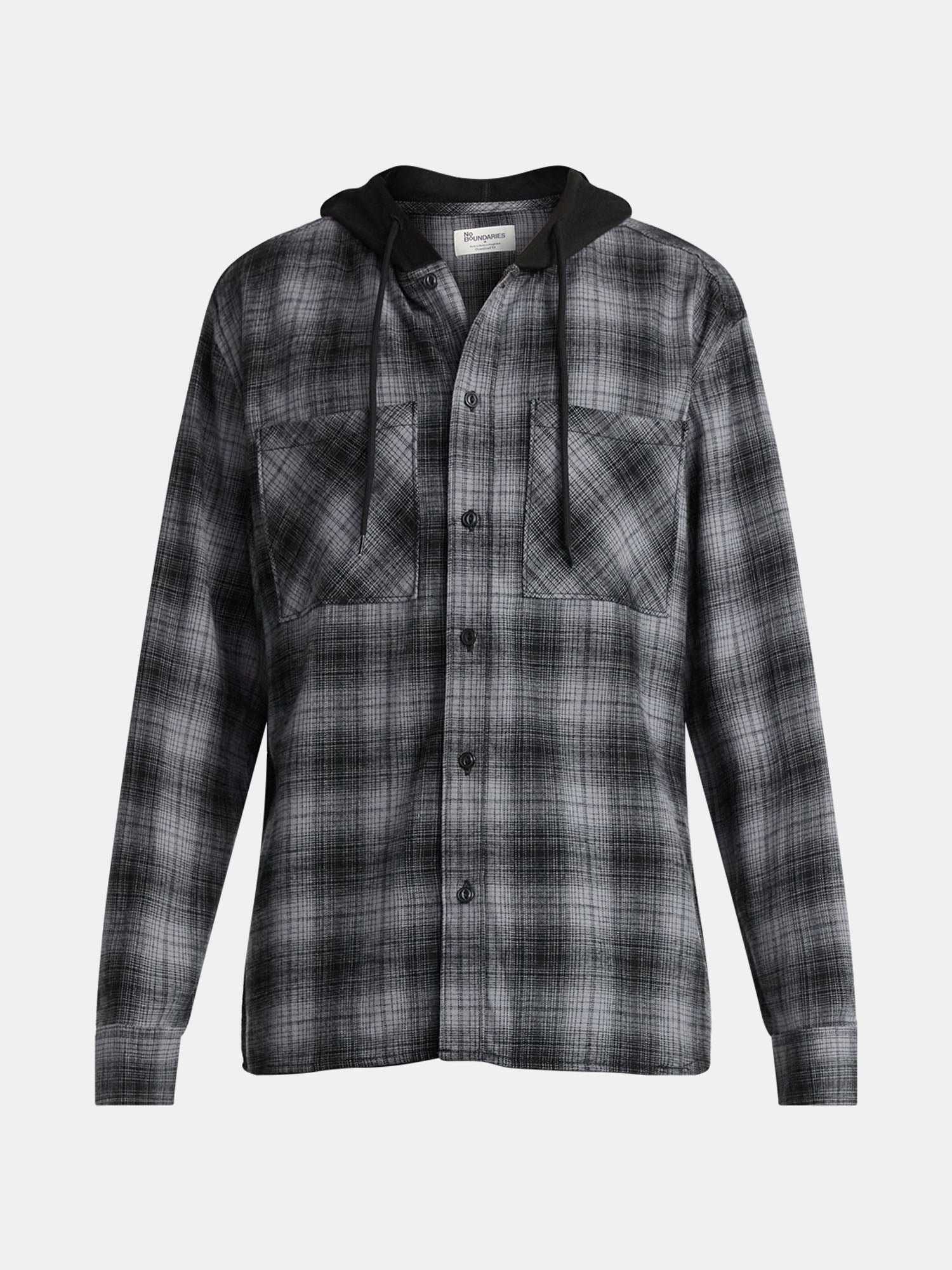 No Boundaries Men's & Big Men's Hooded Long Sleeve Flannel Shirt, Sizes XS-3XL