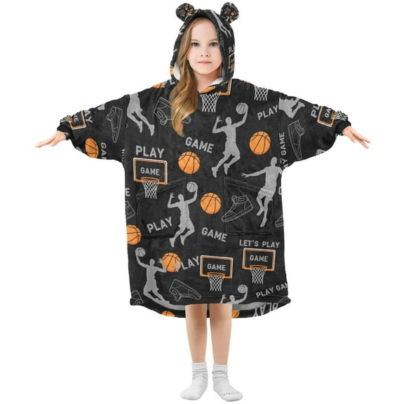 joogoo Wearable Blanket Basketball Player Hoodie for Oversized Sherpa Hooded 3-14 YR M
