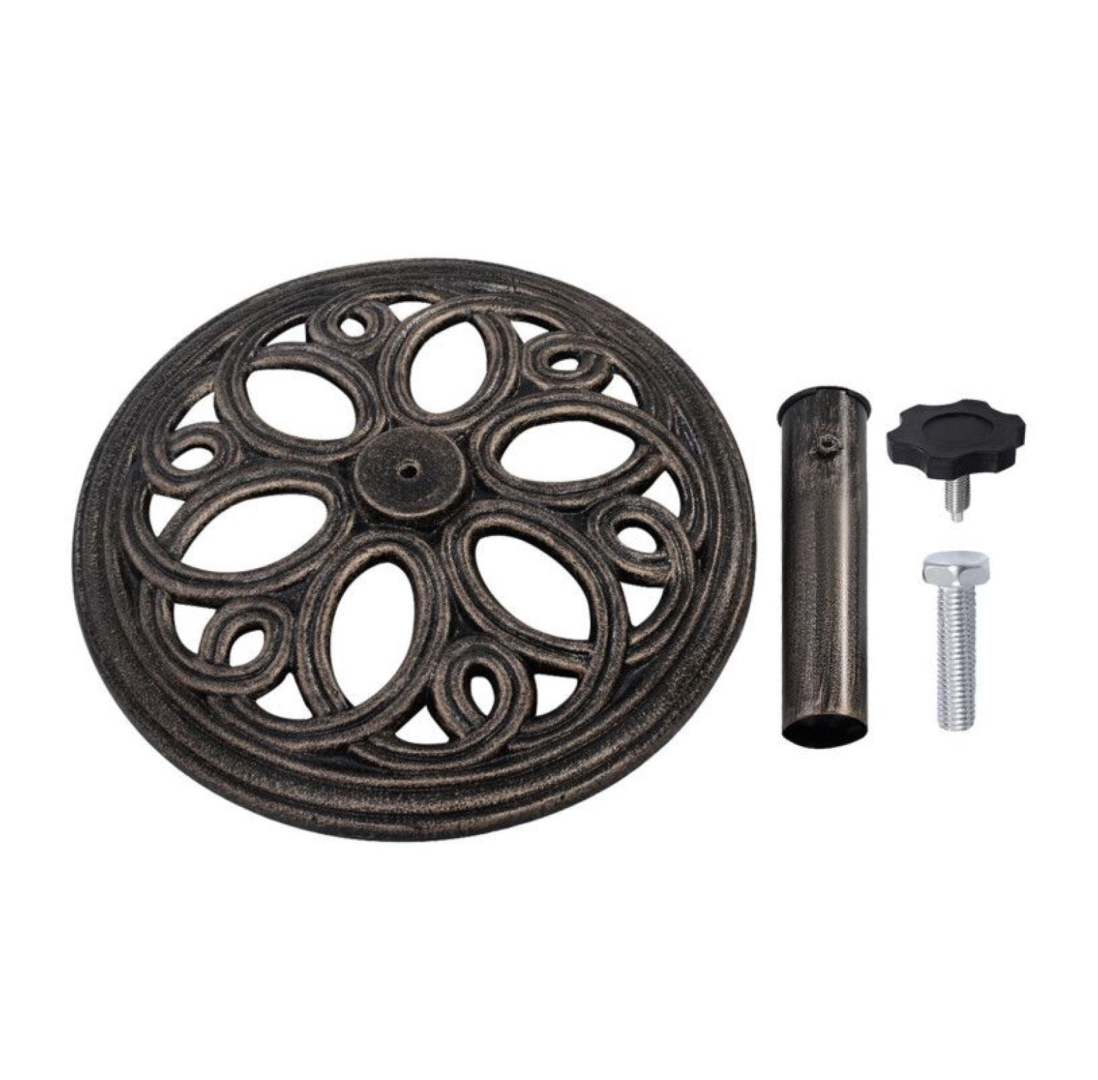Umbrella Base, 17.75 Inch Round Bronze Patio Umbrella Stand - 23.6 lbs Heavy Duty Cast Iron Base for Garden, Backyard, Poolside