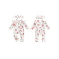 thumbnail image 2 of BemeyourBBs Newborn Baby Girls Romper Outfit Strawberry Printed Jumpsuit with Headband Cute Infant Clothes, 2 of 9