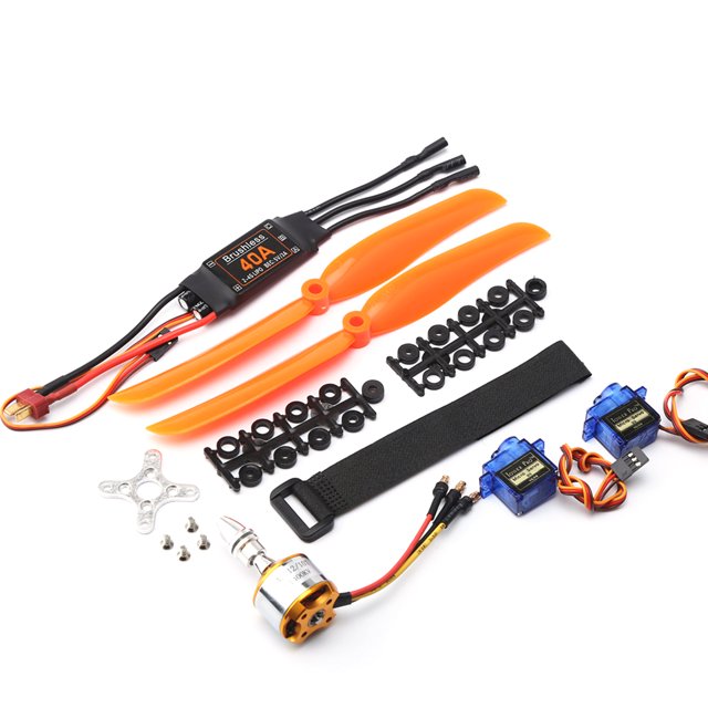 Motor sin escobillas 1400KV 40A ESC 8060 Propeller 9G Micro Servo 2pcs para RC Plane Helicopter T Pl Romacci Negro / T