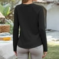thumbnail image 6 of Women Clothing Women's Solid Sweatshirt Women's Casual Long Sleeve V Neck Sweatshirt Soft Ribbed Knit Pullover Tops For Everyday Wear Comfortable Stylish Basic Shirt, 6 of 6