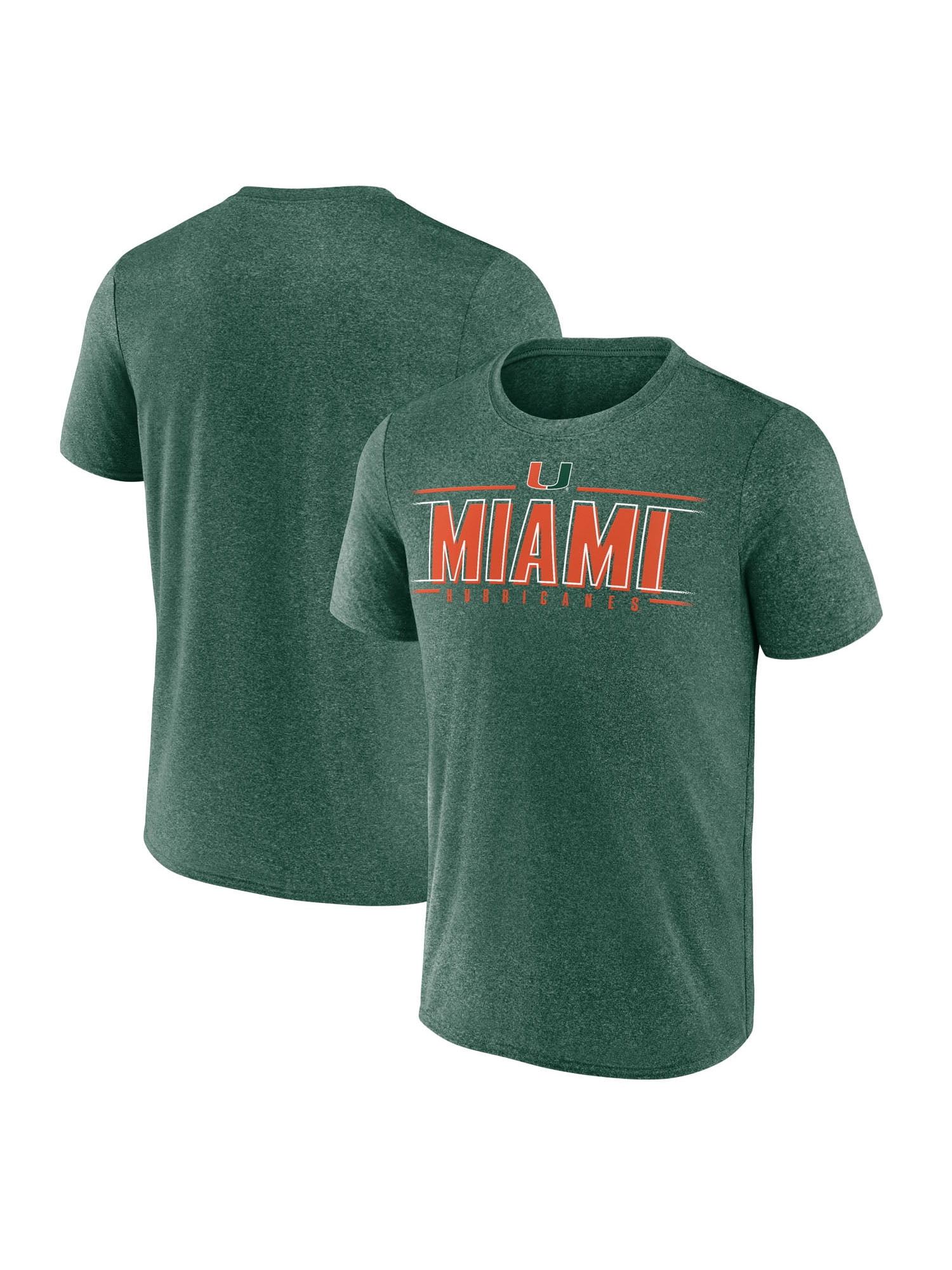 NCAA Miami Hurricanes Men's Heather Green Synthetic Short Sleeve T Shirt