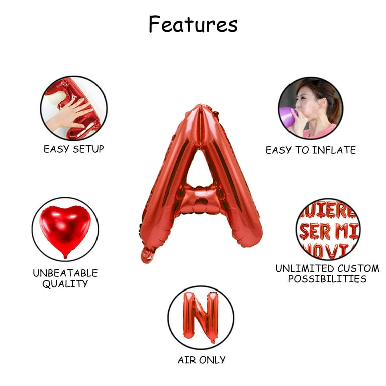 QUIERES SER MI NOVIA - 16'' Will You Be My Girlfriend Balloons Spanish with 200pcs Artificial Rose Petals for Valentines Day Decorations (Quieres Ser Mi Novia Balloons Red) NY2