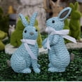 thumbnail image 2 of JEWLALO Easter Bunny Figurine, Easter Tabletop Decoration, Outdoor Garden Statue Rabbit Craft Ornament, for Home Farmhouse Lawn Tabletop Spring Easter Decors (Blue Standing), 2 of 6