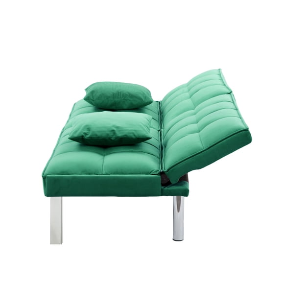 Futon Sofa Bed with Adjustable Backrest Convertible Sofa Bed with Velvet Upholstery Fold-out Sleeper Sofa for Home & Office