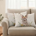 thumbnail image 2 of Easter Rabbit Pillow Covers 2 Pack Watercolor Spring Pink White Floral Wreath Bunny Linen Texture Pillowcase Waterproof Outdoor Throw Pillow Cover for Patio Balcony Rectangular Cushion 20”x12”, 2 of 9