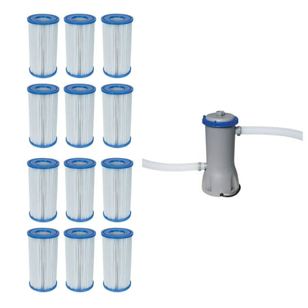 Bestway Pool Filter Pump Cartridge Type-III (12 Pack) + Pool Filter Pump (Best Way To Remove Thc From System)